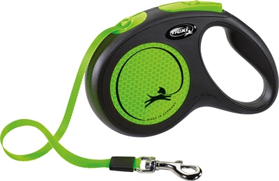 FLEXI retractable leash New Classic Neon Tape Black/Green M 5 m up to 25 kg