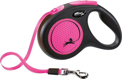 FLEXI retractable leash New Classic neon tape black/pink M 5 m up to 25 kg