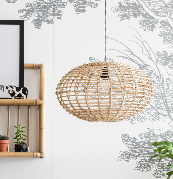 Pumpkin pendant lamp natural rattan