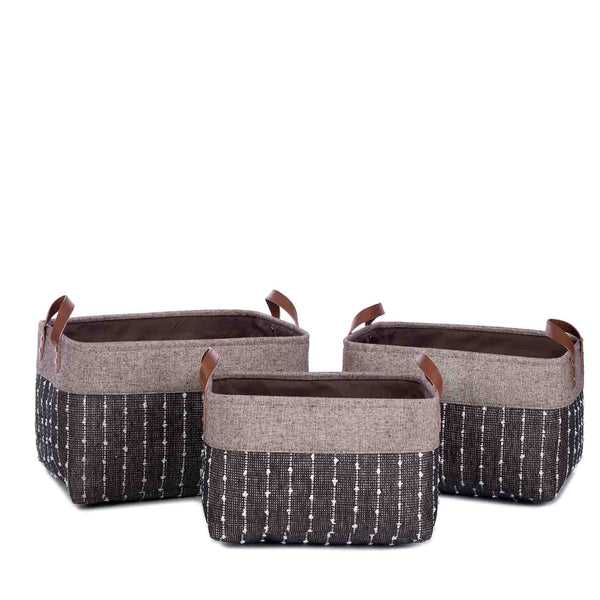 Enno, zwart mandje set van 3 stuks