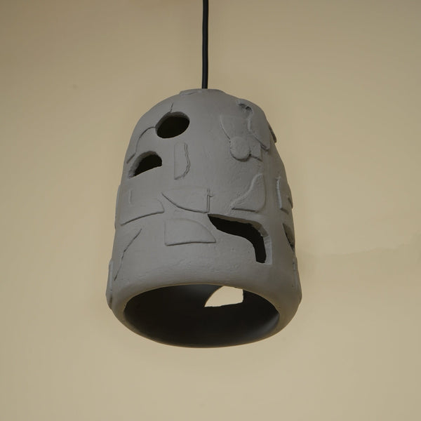 Petros Pendant Lamp – Handcrafted Papier-Mâché Hanging Light in Modern Gray