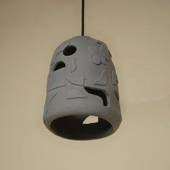 Petros Pendant Lamp – Handcrafted Papier-Mâché Hanging Light in Modern Gray