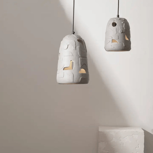 Petros Pendant Lamp – Handcrafted Papier-Mâché Hanging Light in Modern Gray