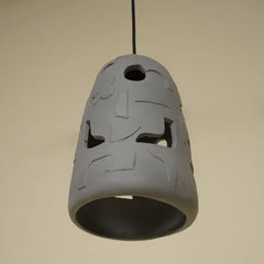 Petros Pendant Lamp – Handcrafted Papier-Mâché Hanging Light in Modern Gray