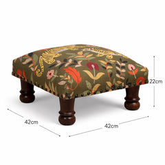 Repose-pieds Tigre Botanique en Coton avec Pieds en Bois – Vert