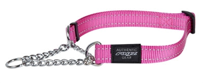 ROGZ VOOR HONDEN FANBELT HALVE SLIP HALSBAND ROZE 20 MM X 34-56 CM