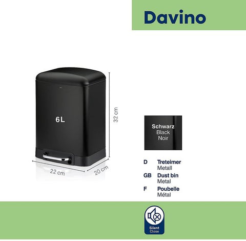 Davino 6-liter pedal trash can