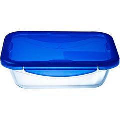 PYREX COOK & GO Rechthoekige bewaarschaal 3,3 L 30 x 23 cm + blauw deksel