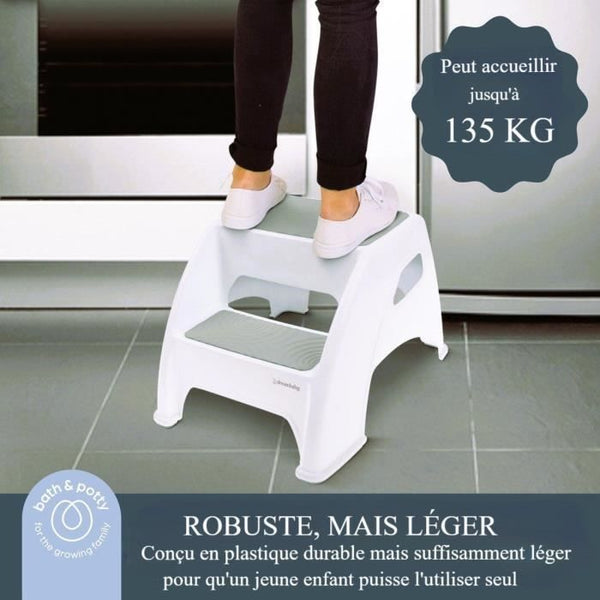 Opstapje - DREAMBABY - Toddler & Me 2 Up - Antislip en getextureerd - Tot 145 kg voor kleintjes en volwassenen - Grijs