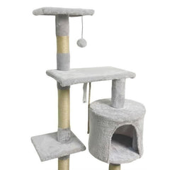 PALOMA Grey cat tree 40 x 40 x 114 cm - 3 platforms, 1 rope, 1 cubby, scratching posts