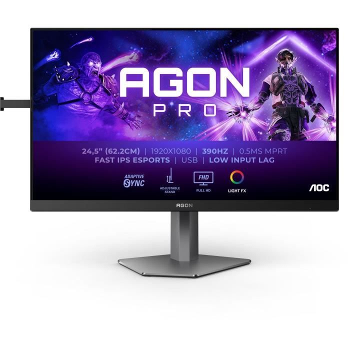 PC monitor - AOC - AG256FS - 24.5 FHD - IPS panel - 390Hz - 0.3ms - Height adjustable - 2 HDMI 1 DP - Adaptive Sync - Black