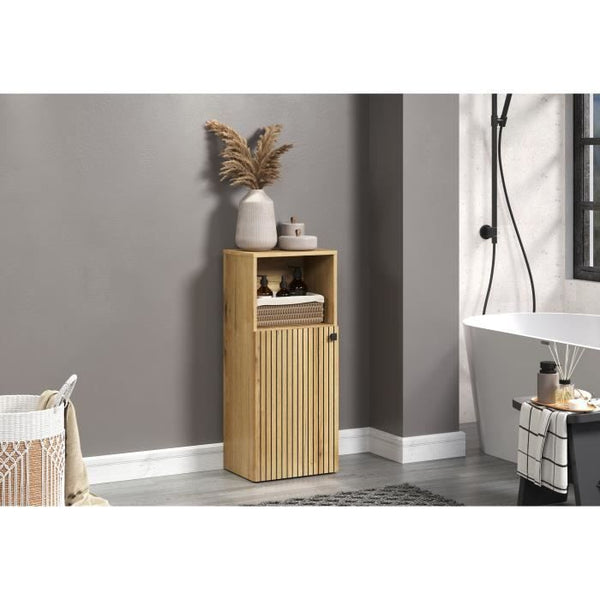 Bathroom storage unit - Oak decor - L40 x H95 x D31 cm - PURE BLISS