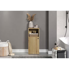 Bathroom storage unit - Oak decor - L40 x H95 x D31 cm - PURE BLISS