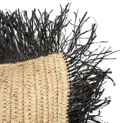 Housse de Coussin en Raphia Carrée - Noir Naturel - 40x40