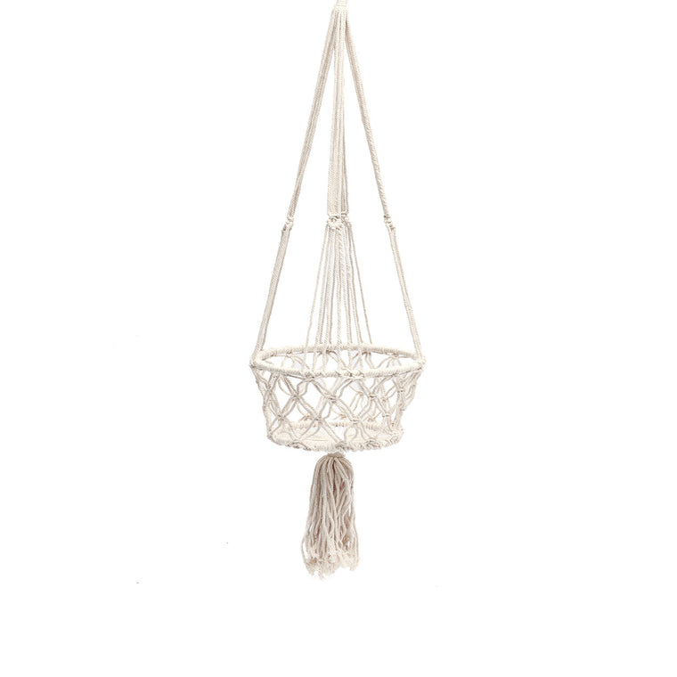 The Macrame Plant Holder - White - L