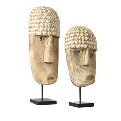Masque cauri sur socle - Grand modèle