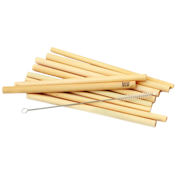 Bamboo Straws - Set of 10 with Cleaning Brush