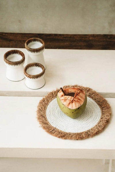 Le Set de Table en Raphia Herbes Marines - Blanc Naturel