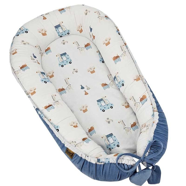 Velvet baby cocoon Giraffe/Blue