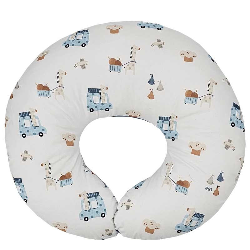 Croissant d'allaitement en velours GIRAFFE/BLEU