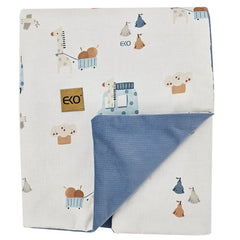 Educatieve speelmat met VELVET voering GIRAFFE/BLAUW