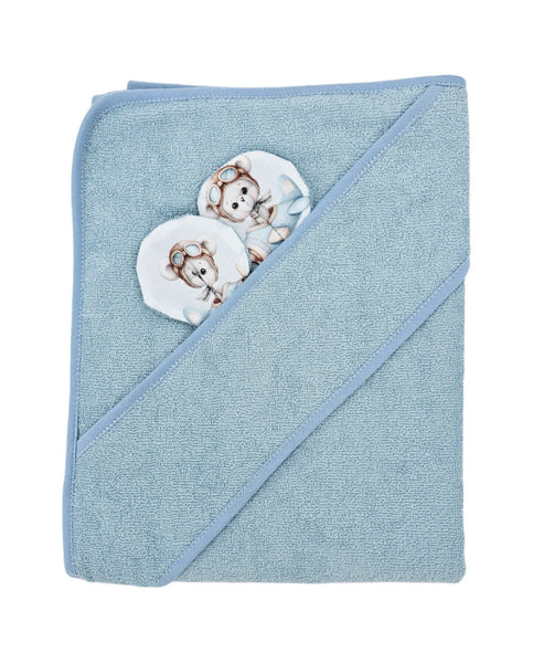 Bamboo bath cover Pilot Bear/Blue