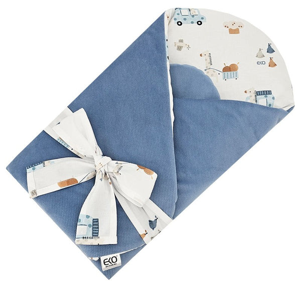 Katoenen kegel met fluwelen giraf/blauw