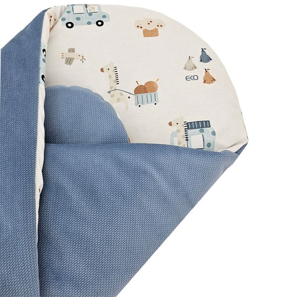 Katoenen kegel met fluwelen giraf/blauw