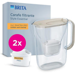 BRITA Filter Jug - Essential Sand Style - 2.4 litre capacity including 1.4 litres of filtered water - 2 Maxtra Pro Expert anti-scale filters