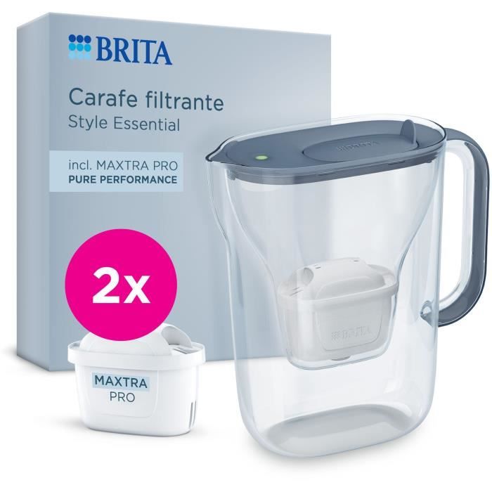 BRITA Filter Jug - Essential Style Mineral Blue - 2.4 litre capacity including 1.4 litres of filtered water - 2 Maxtra Pro Pure Filters