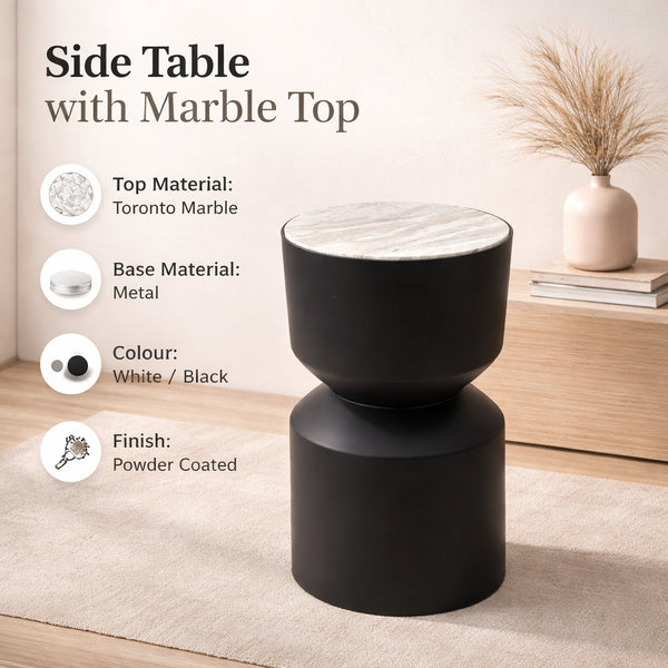 Table tambour avec plateau en marbre Toronto