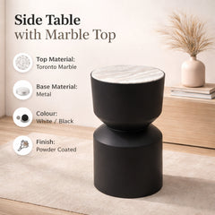 Table tambour avec plateau en marbre Toronto