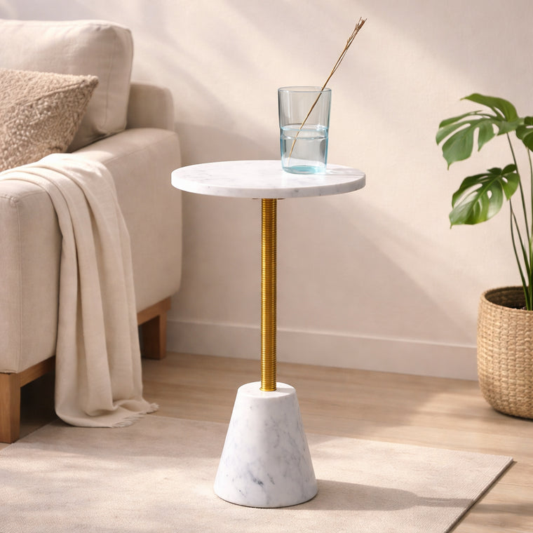 Marble Drink Table with Cone Marble Base