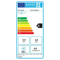 PAC EM82K.1 DELONGHI mobiele airconditioner - 2400W - ventilator en ontvochtiger - 3 snelheden - R290 koelmiddel - 9.400 BTU/u