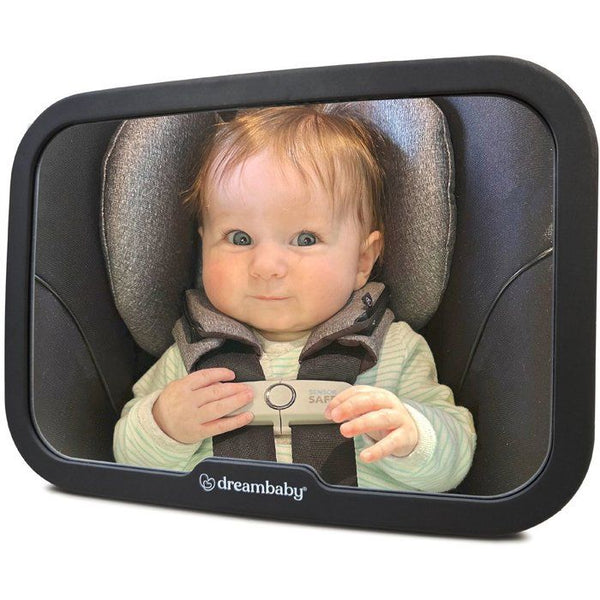 Large rectangular rear-view mirror - DREAMBABY - Adjustable for back seat - 20 x 24 cm - Black
