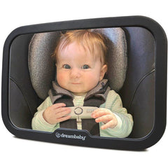 Large rectangular rear-view mirror - DREAMBABY - Adjustable for back seat - 20 x 24 cm - Black