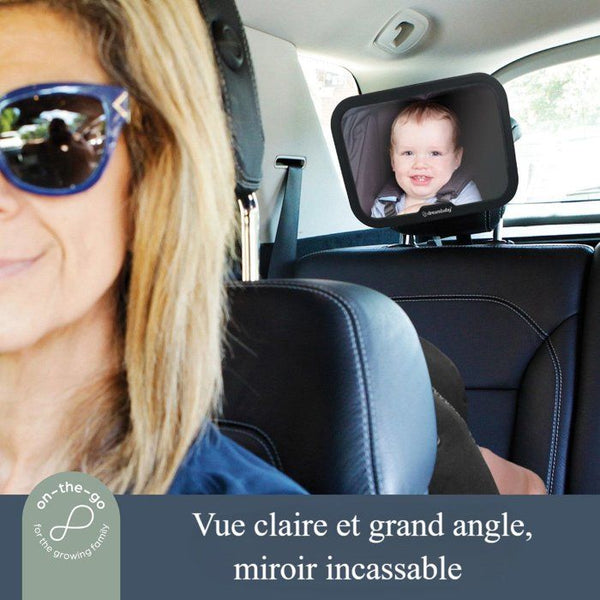 Large rectangular rear-view mirror - DREAMBABY - Adjustable for back seat - 20 x 24 cm - Black
