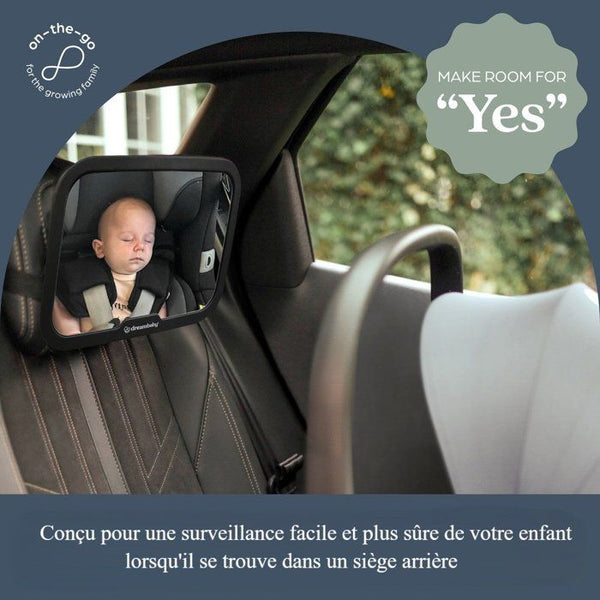 Large rectangular rear-view mirror - DREAMBABY - Adjustable for back seat - 20 x 24 cm - Black