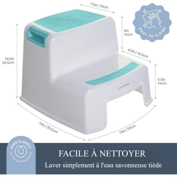 Opstapje - DREAMBABY - 2 UP - Antislip en getextureerd - Tot 80 kg voor kinderen en volwassenen - Aqua
