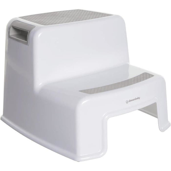Opstapje - DREAMBABY - 2 Hoog - Antislip en gestructureerd - Tot 80 kg voor kinderen en volwassenen - Grijs