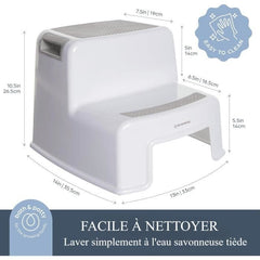 Opstapje - DREAMBABY - 2 Hoog - Antislip en gestructureerd - Tot 80 kg voor kinderen en volwassenen - Grijs