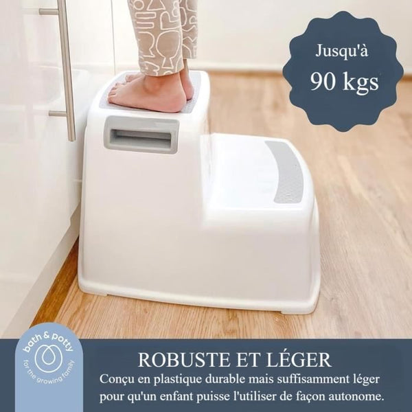 Opstapje - DREAMBABY - 2 Hoog - Antislip en gestructureerd - Tot 80 kg voor kinderen en volwassenen - Grijs