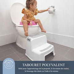 Opstapje - DREAMBABY - 2 Hoog - Antislip en gestructureerd - Tot 80 kg voor kinderen en volwassenen - Grijs