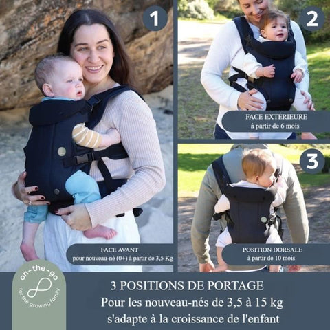 Adjustable 3-in-1 baby carrier - DREAMBABY - TRAVEL - Comfortable and versatile - From newborn to child up to 15 kg - Black