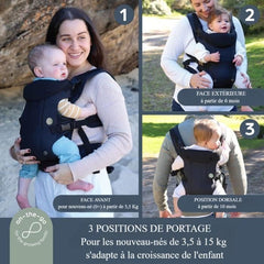 Adjustable 3-in-1 baby carrier - DREAMBABY - TRAVEL - Comfortable and versatile - From newborn to child up to 15 kg - Black