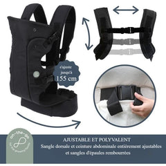 Adjustable 3-in-1 baby carrier - DREAMBABY - TRAVEL - Comfortable and versatile - From newborn to child up to 15 kg - Black