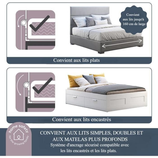 Dreambaby Nicole Bed Barrier - Beds and flat beds - measuring 150 cm wide and 50 cm high - grey