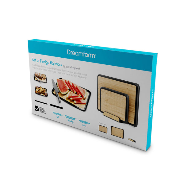 Fledge Bamboo Cutting Board Set of 2 Pieces with Holder