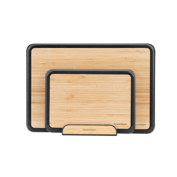 Fledge Bamboo Cutting Board Set of 2 Pieces with Holder