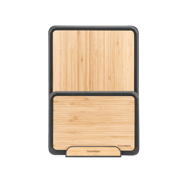 Fledge Bamboo Cutting Board Set of 2 Pieces with Holder